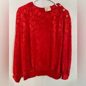 Women’s Size 16 Vintage 80’s Red Floral Blouse